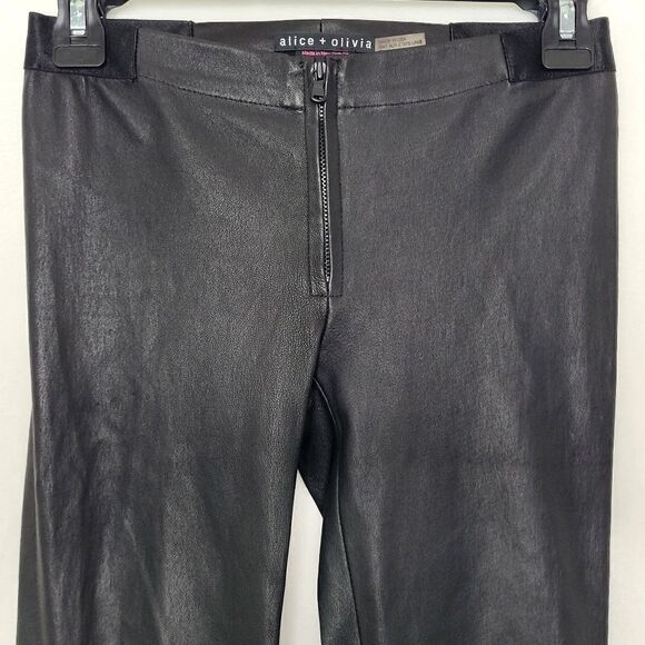 Alice + Olivia Lamb Leather Front Zip Leggings Size 2 - Picture 7 of 13